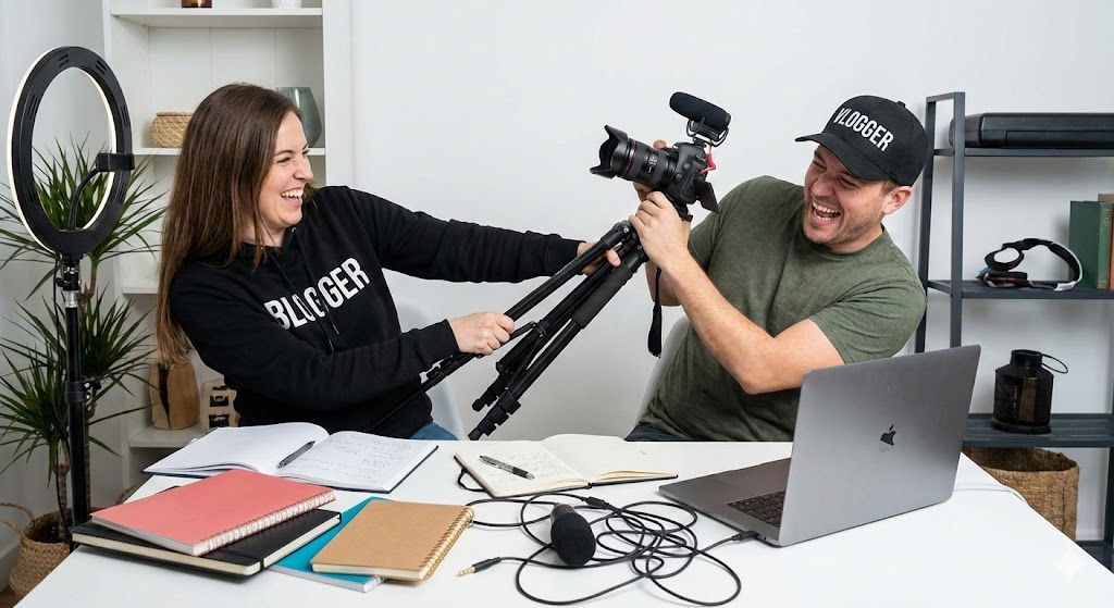 a blogger and a vlogger fighting