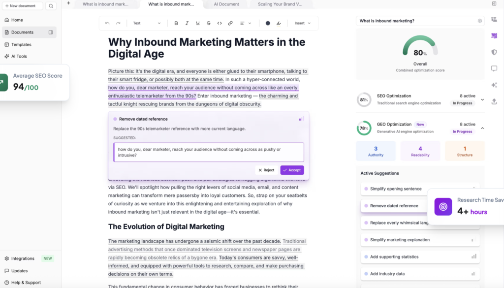 frase vs jasper: editor interface
