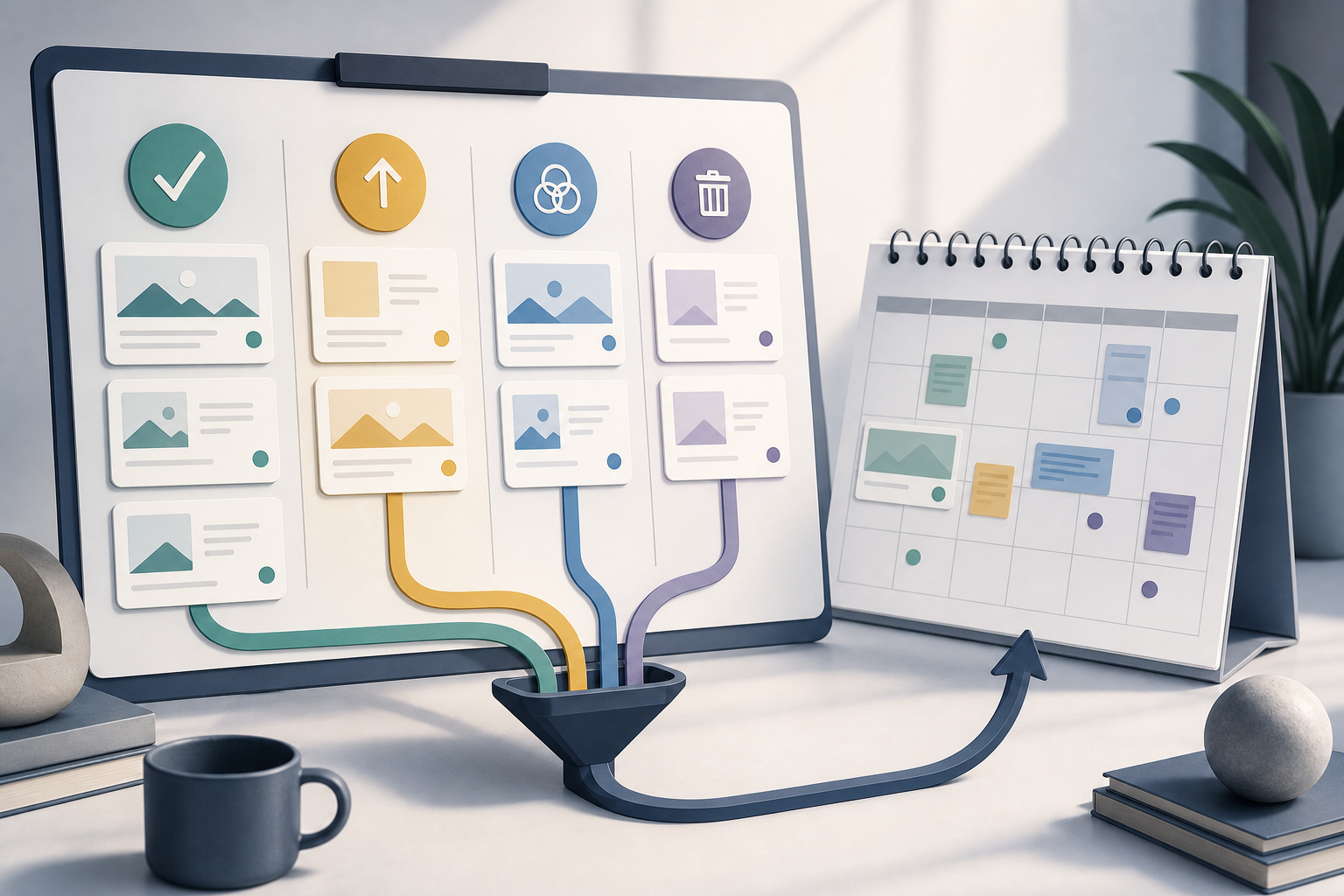 Content performance review leading to keep, upgrade, merge, or retire decisions