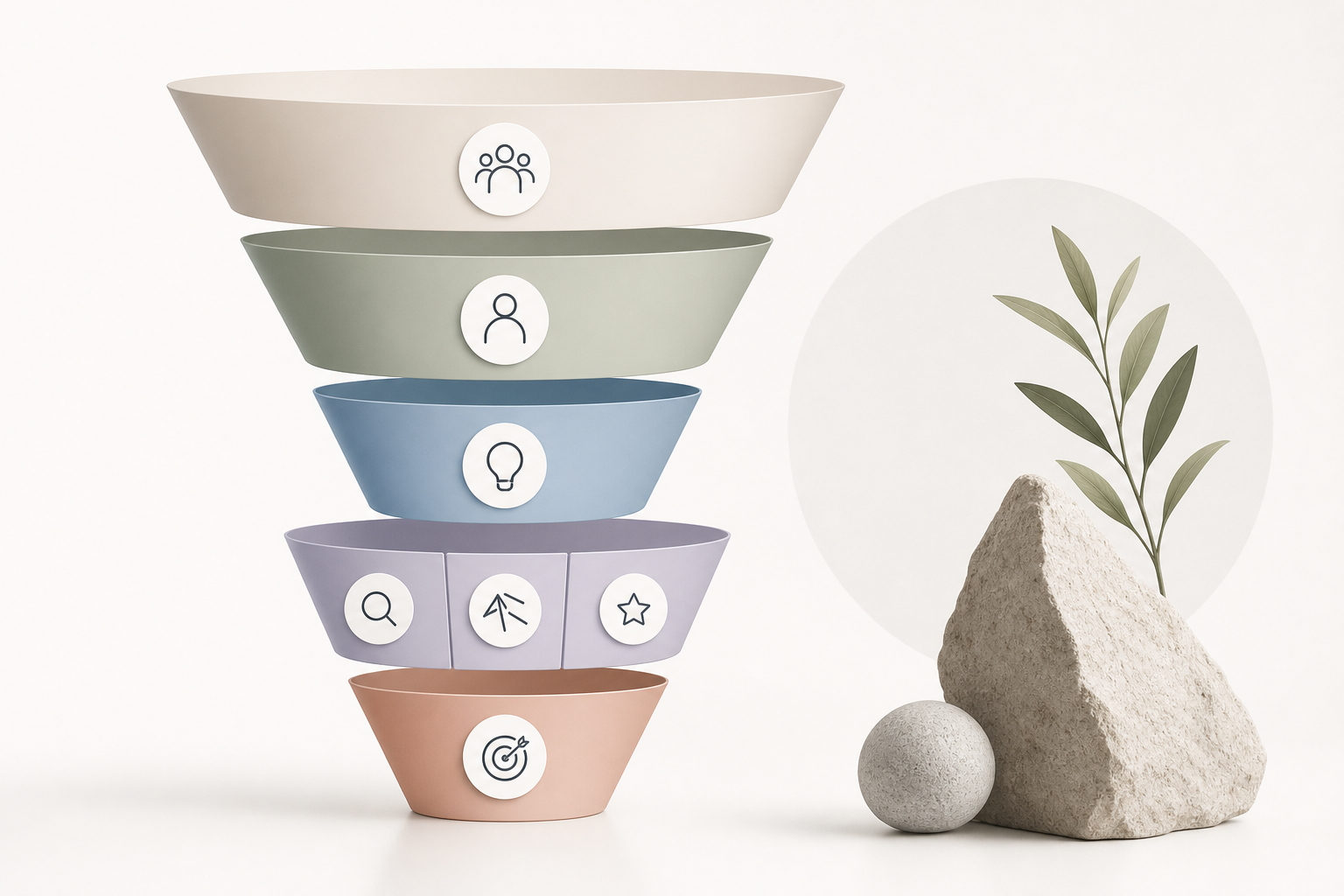 Content planning decision funnel from audience and problem to weekly content angles.