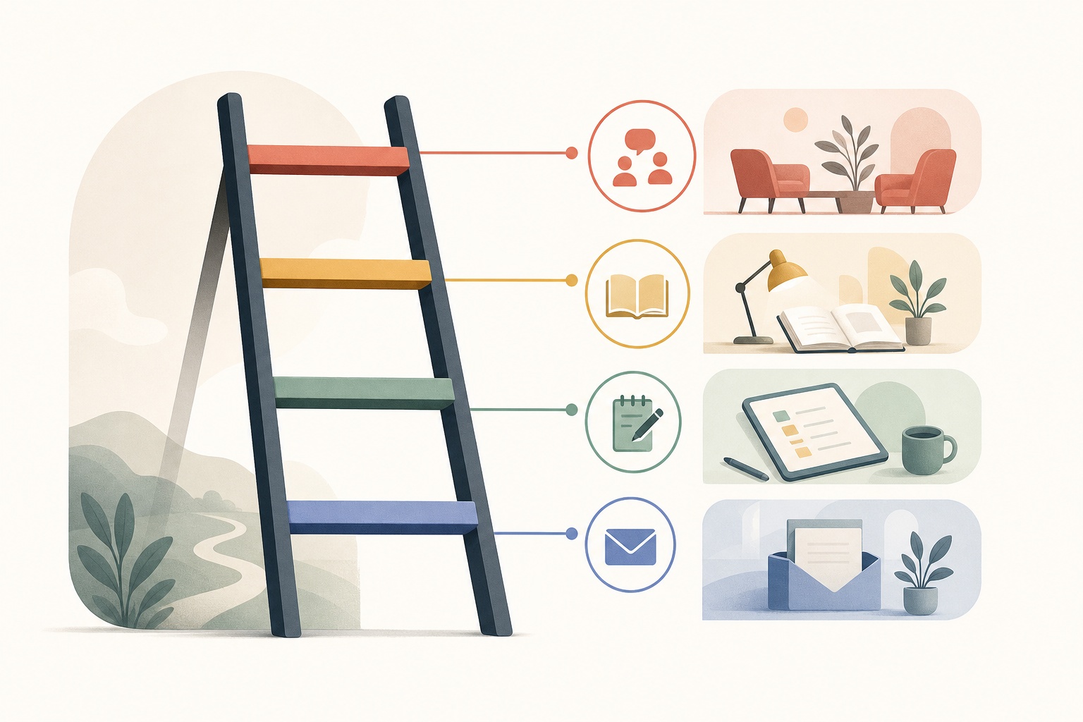 Value-first CTA ladder from conversation to subscription