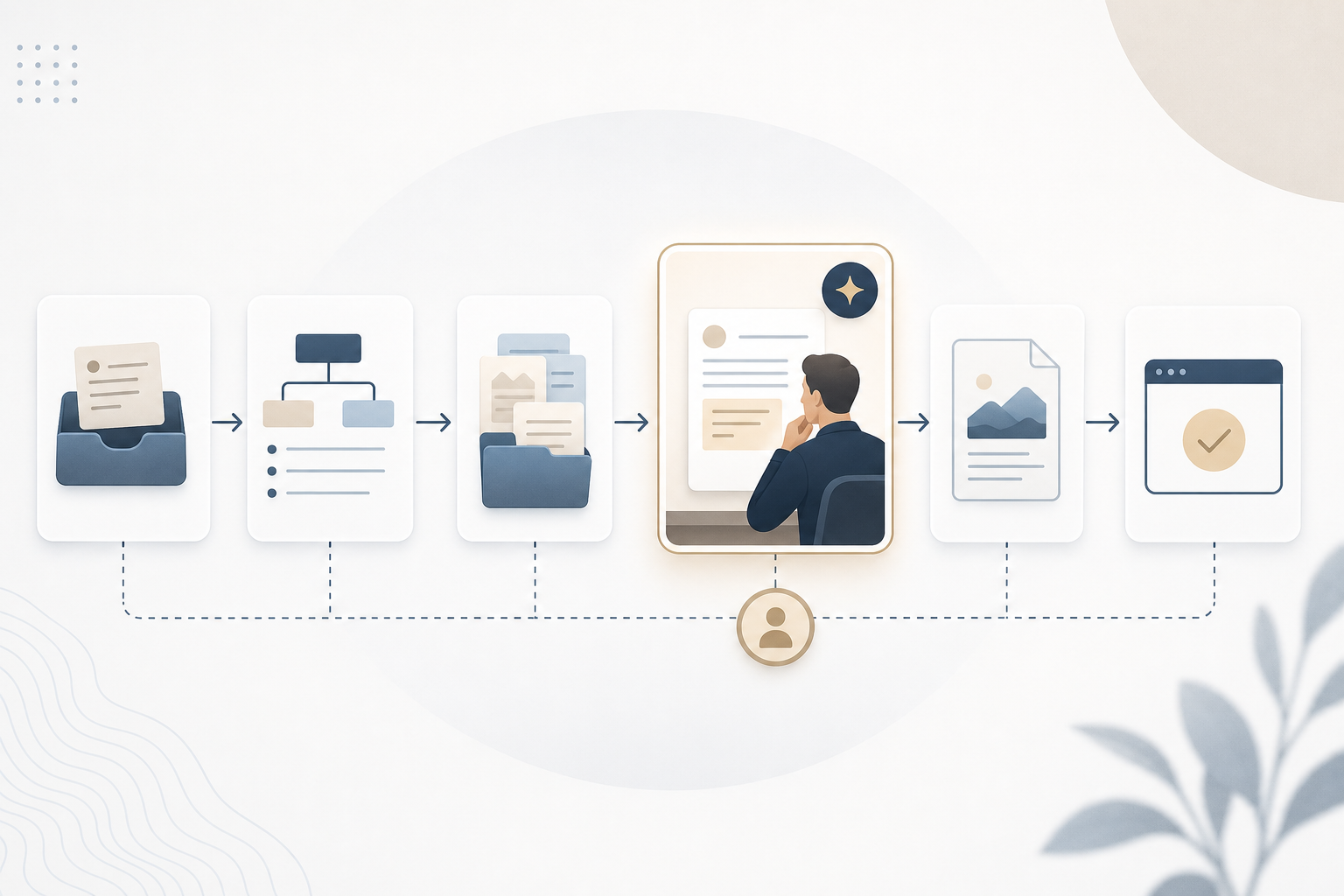 Content workflow separating automated preparation from founder review.