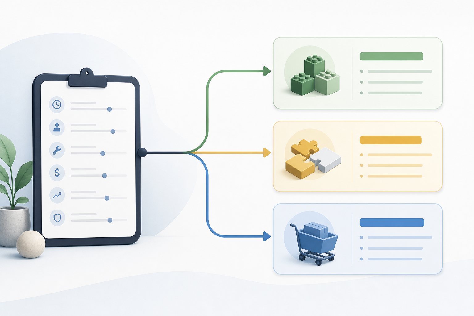 Decision path for building, combining, or buying a content planning system